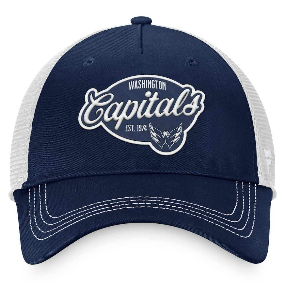 NHL Navy/White Washington Capitals Fanatics Women's Fundamental Trucker Adjustable Hat