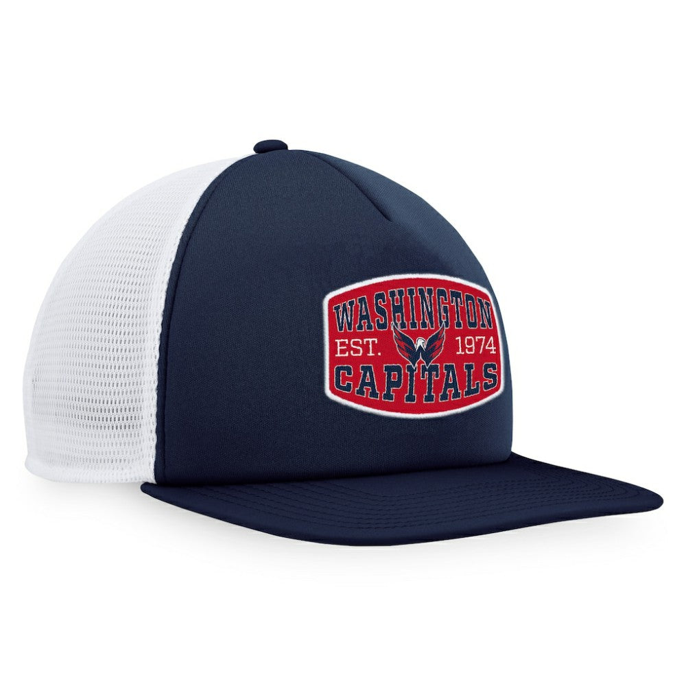 NHL Navy/White Washington Capitals Fanatics Foam Front Patch Trucker Snapback Hat
