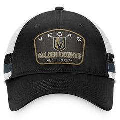 NHL Black/White Vegas Golden Knights Fanatics Fundamental Striped Trucker Adjustable Hat
