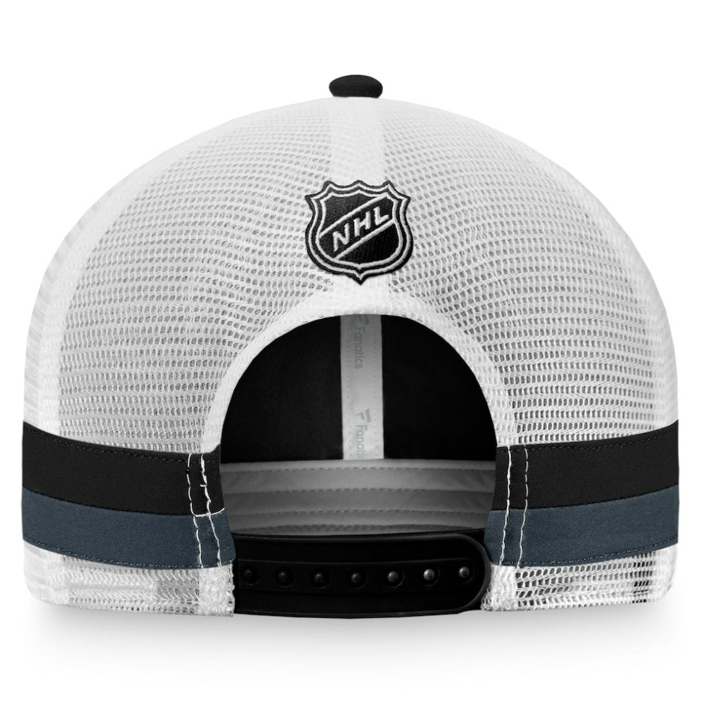 NHL Black/White Vegas Golden Knights Fanatics Fundamental Striped Trucker Adjustable Hat