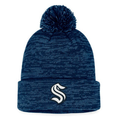 NHL Deep Sea Blue Seattle Kraken Fanatics Fundamental Cuffed Knit Hat with Pom