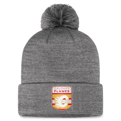NHL Gray Calgary Flames Fanatics Authentic Pro Home Ice Cuffed Knit Hat with Pom