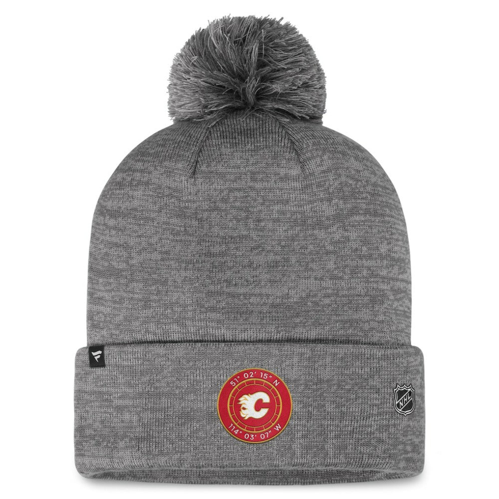 NHL Gray Calgary Flames Fanatics Authentic Pro Home Ice Cuffed Knit Hat with Pom