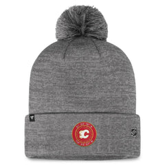 NHL Gray Calgary Flames Fanatics Authentic Pro Home Ice Cuffed Knit Hat with Pom