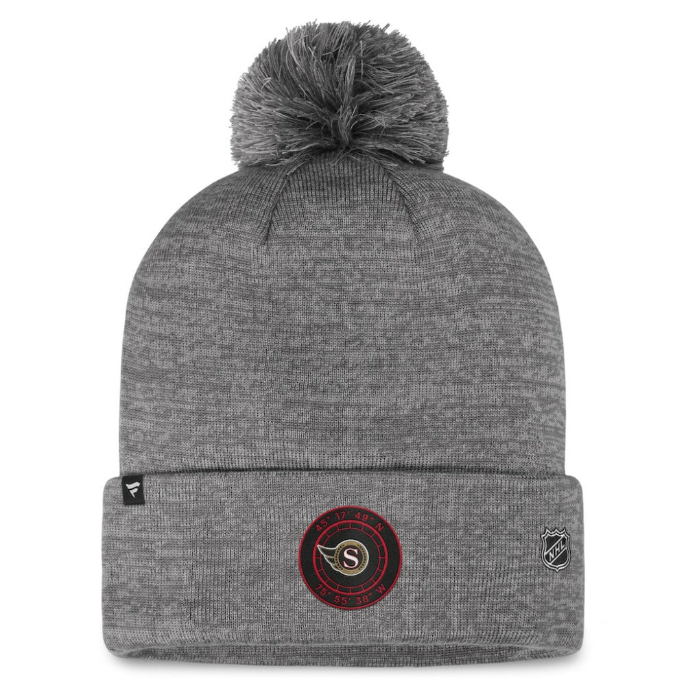 NHL Gray Ottawa Senators Fanatics Authentic Pro Home Ice Cuffed Knit Hat with Pom