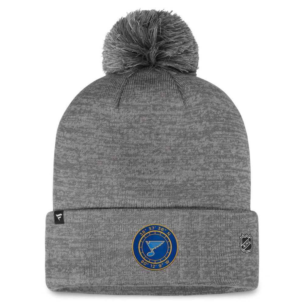 NHL Gray St. Louis Blues Fanatics Authentic Pro Home Ice Cuffed Knit Hat with Pom
