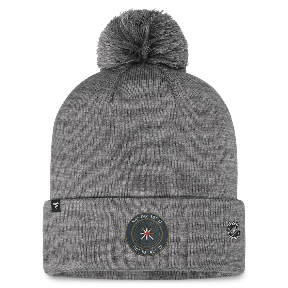 NHL Gray Vegas Golden Knights Fanatics Authentic Pro Home Ice Cuffed Knit Hat with Pom