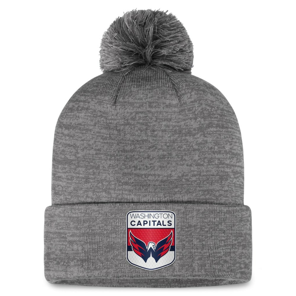 NHL Gray Washington Capitals Fanatics Authentic Pro Home Ice Cuffed Knit Hat with Pom