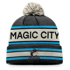 MLB Miami Marlins Fanatics Hometown Slogan Cuffed Knit Hat with Pom