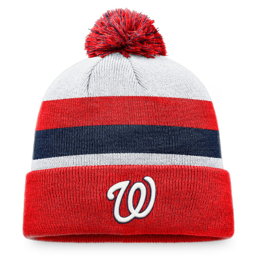 MLB Washington Nationals Fanatics Stripe Cuffed Knit Hat with Pom