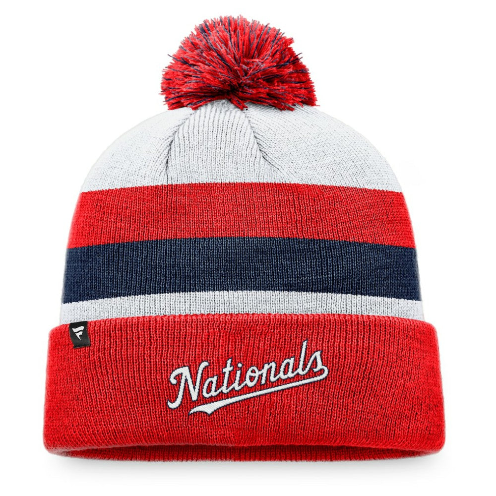 MLB Washington Nationals Fanatics Stripe Cuffed Knit Hat with Pom