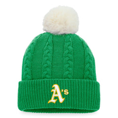 MLB Athletics Fanatics Women's Cable Cuffed Knit Hat with Pom