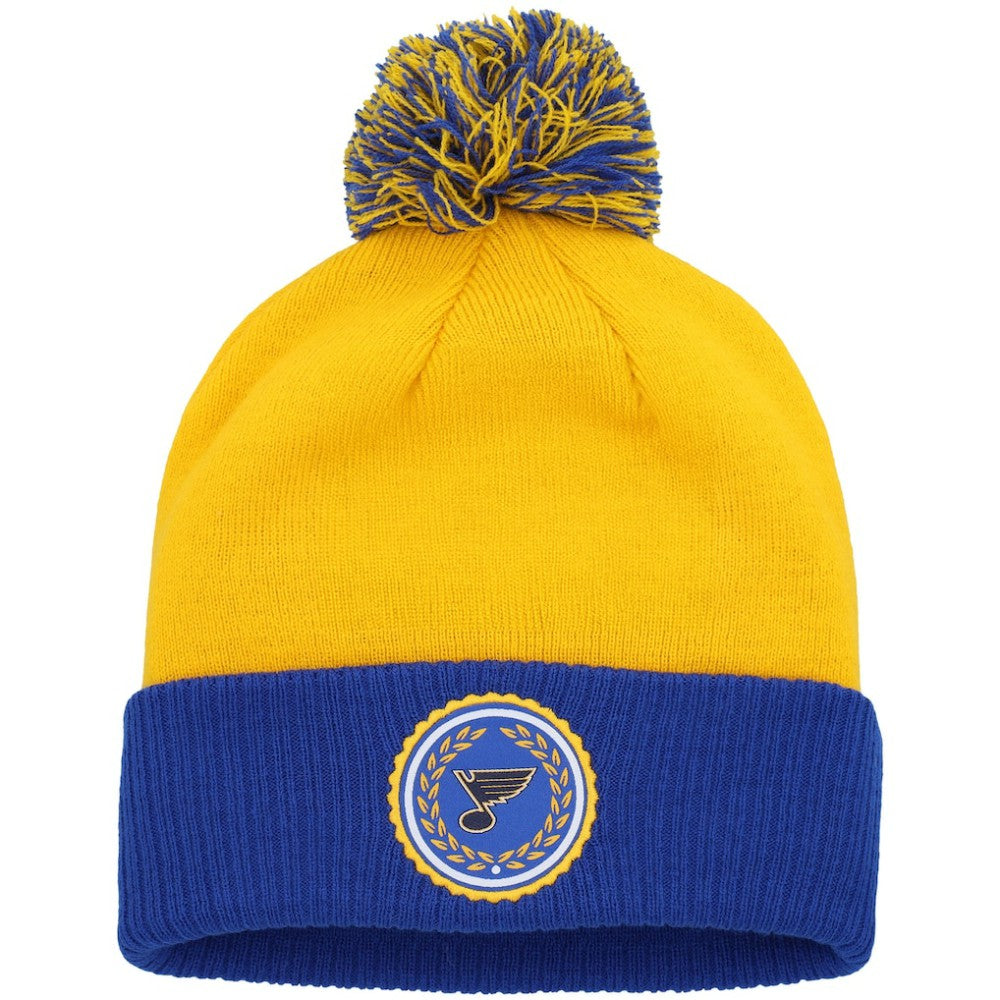 NHL Gold St. Louis Blues adidas Women's Laurel Cuffed Knit Hat with Pom