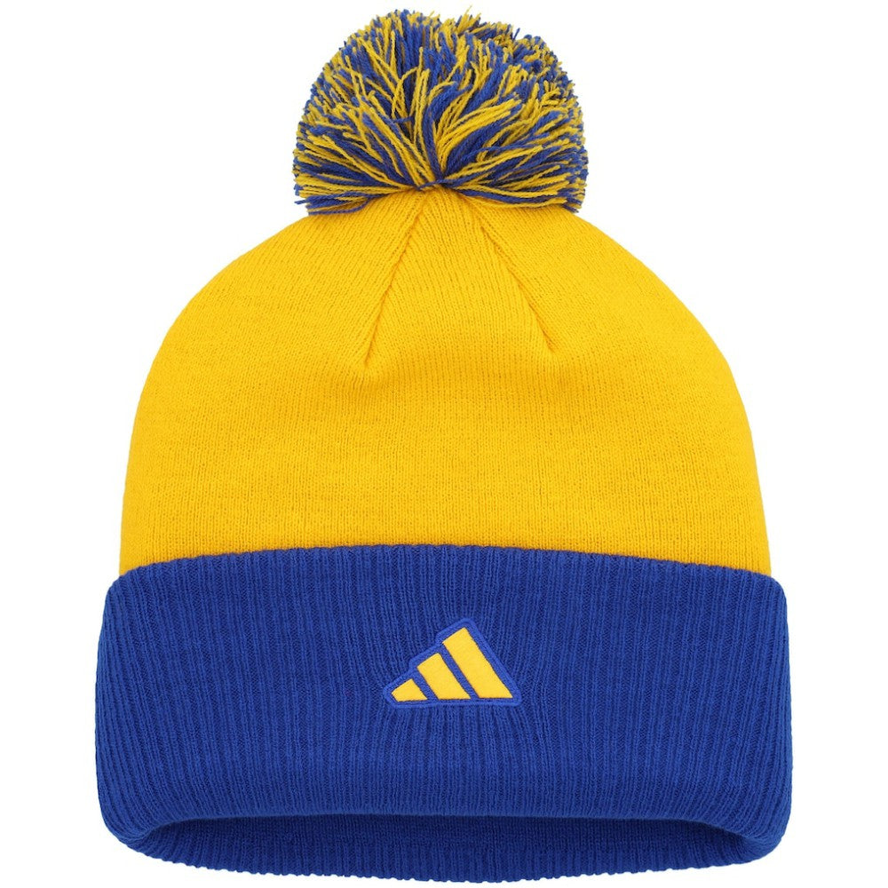 NHL Gold St. Louis Blues adidas Women's Laurel Cuffed Knit Hat with Pom