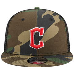 MLB Cleveland Guardians New Era Woodland Camo Trucker 9FIFTY Snapback Hat