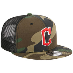 MLB Cleveland Guardians New Era Woodland Camo Trucker 9FIFTY Snapback Hat