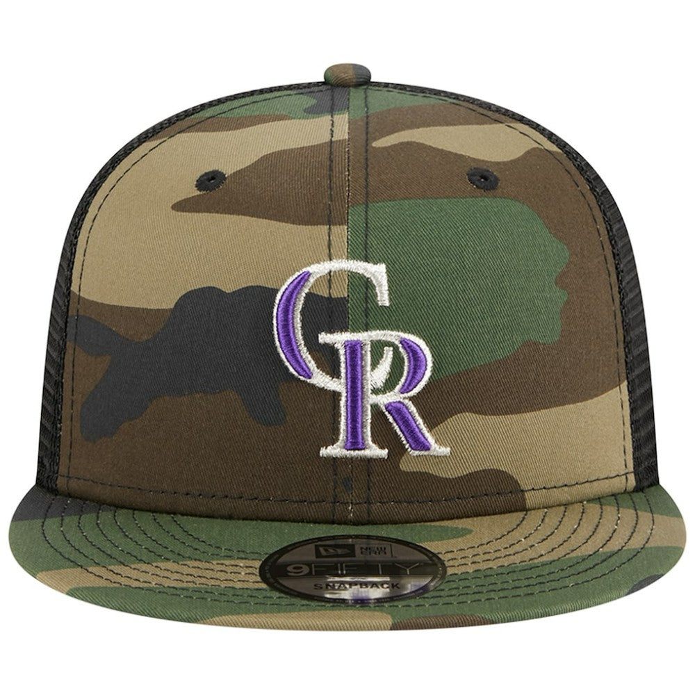 MLB Colorado Rockies New Era Woodland Camo Trucker 9FIFTY Snapback Hat
