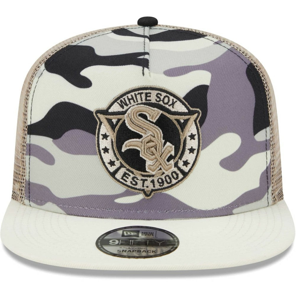 MLB Chicago White Sox New Era Chrome Camo A-Frame 9FIFTY Trucker Snapback Hat