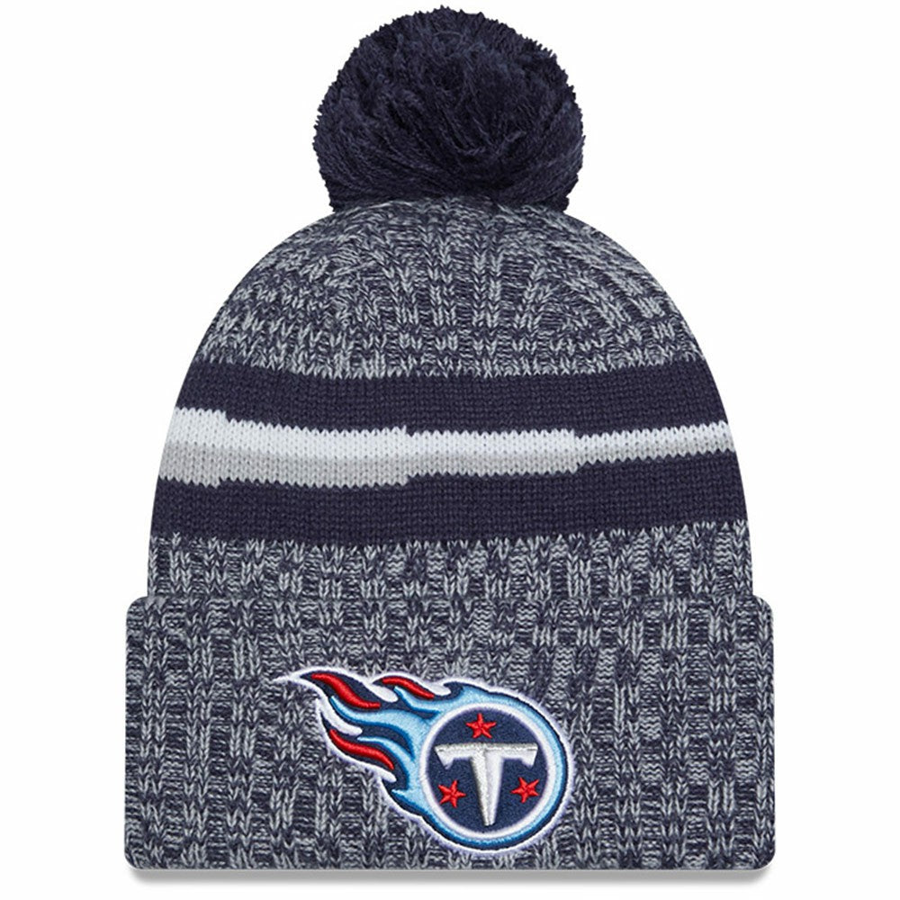 Youth 2023 Sideline Cuffed Knit Hat With Pom - Tennessee Titans