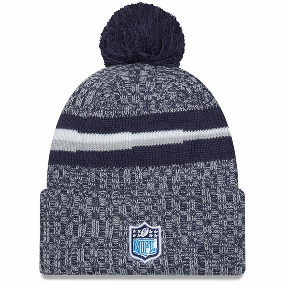 Youth 2023 Sideline Cuffed Knit Hat With Pom - Tennessee Titans