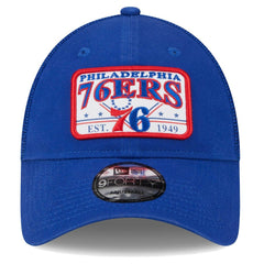 NBA Philadelphia 76ers Plate Oversized Patch Trucker 9FORTY Adjustable Hat