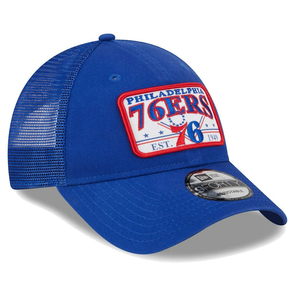 NBA Philadelphia 76ers Plate Oversized Patch Trucker 9FORTY Adjustable Hat