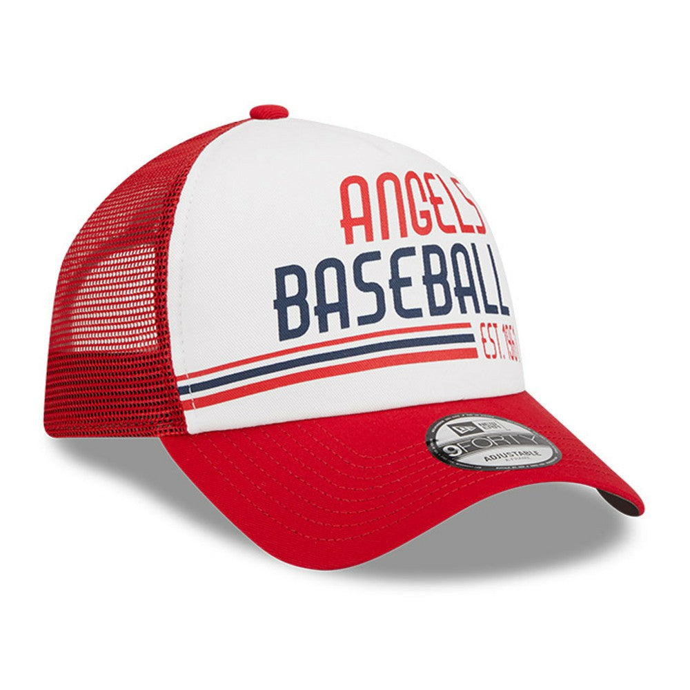 MLB Los Angeles Angels New Era Stacked A-Frame Trucker 9FORTY Adjustable Hat