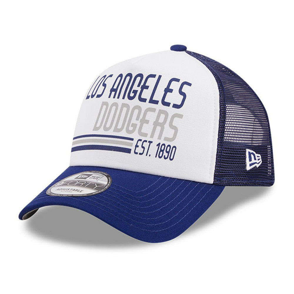 MLB Los Angeles Dodgers New Era Stacked A-Frame Trucker 9FORTY Adjustable Hat