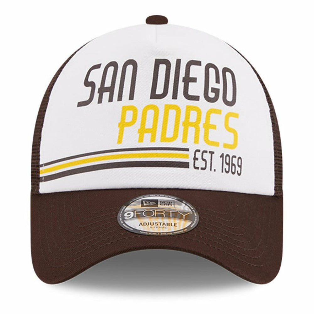 MLB San Diego Padres New Era Stacked A-Frame Trucker 9FORTY Adjustable Hat
