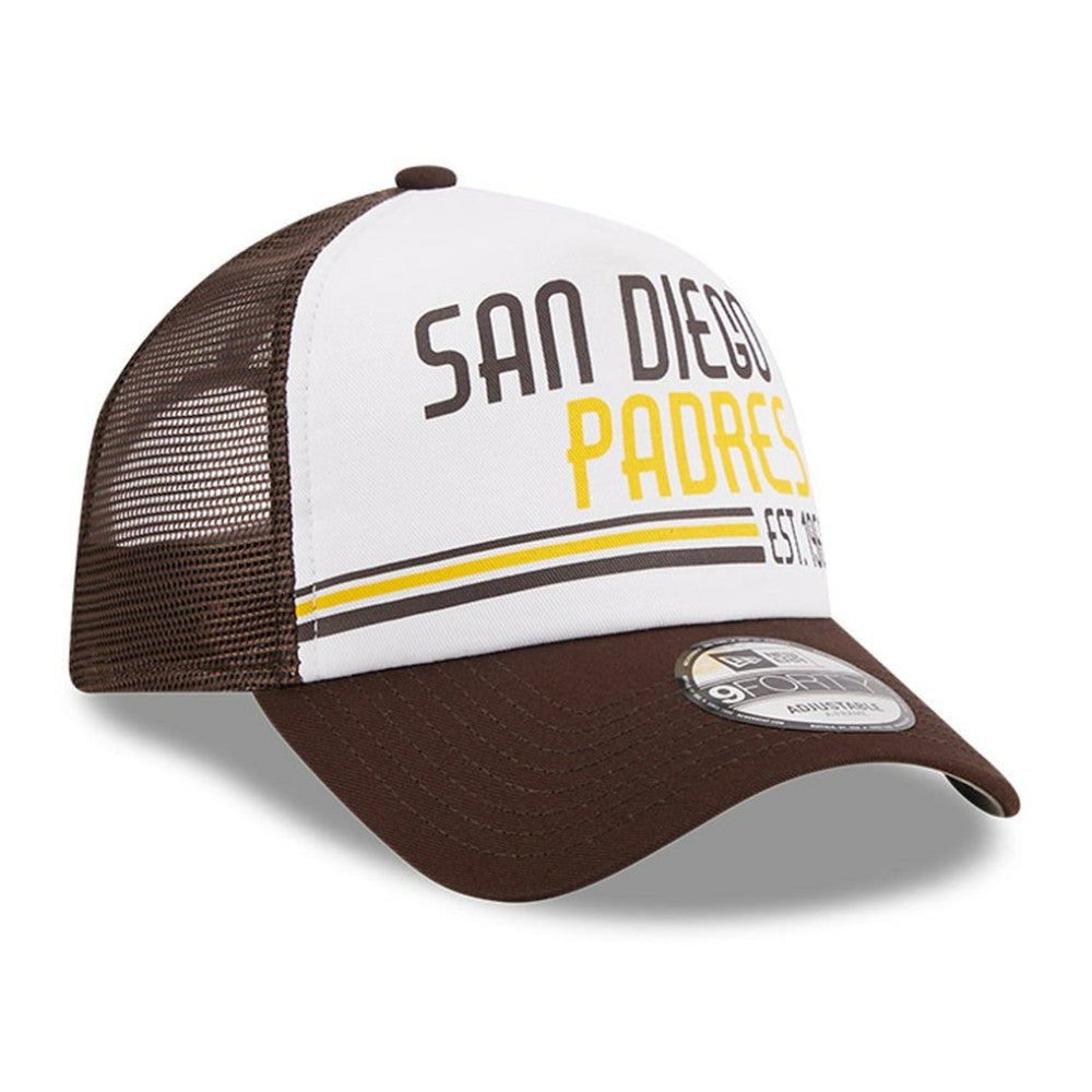 MLB San Diego Padres New Era Stacked A-Frame Trucker 9FORTY Adjustable Hat