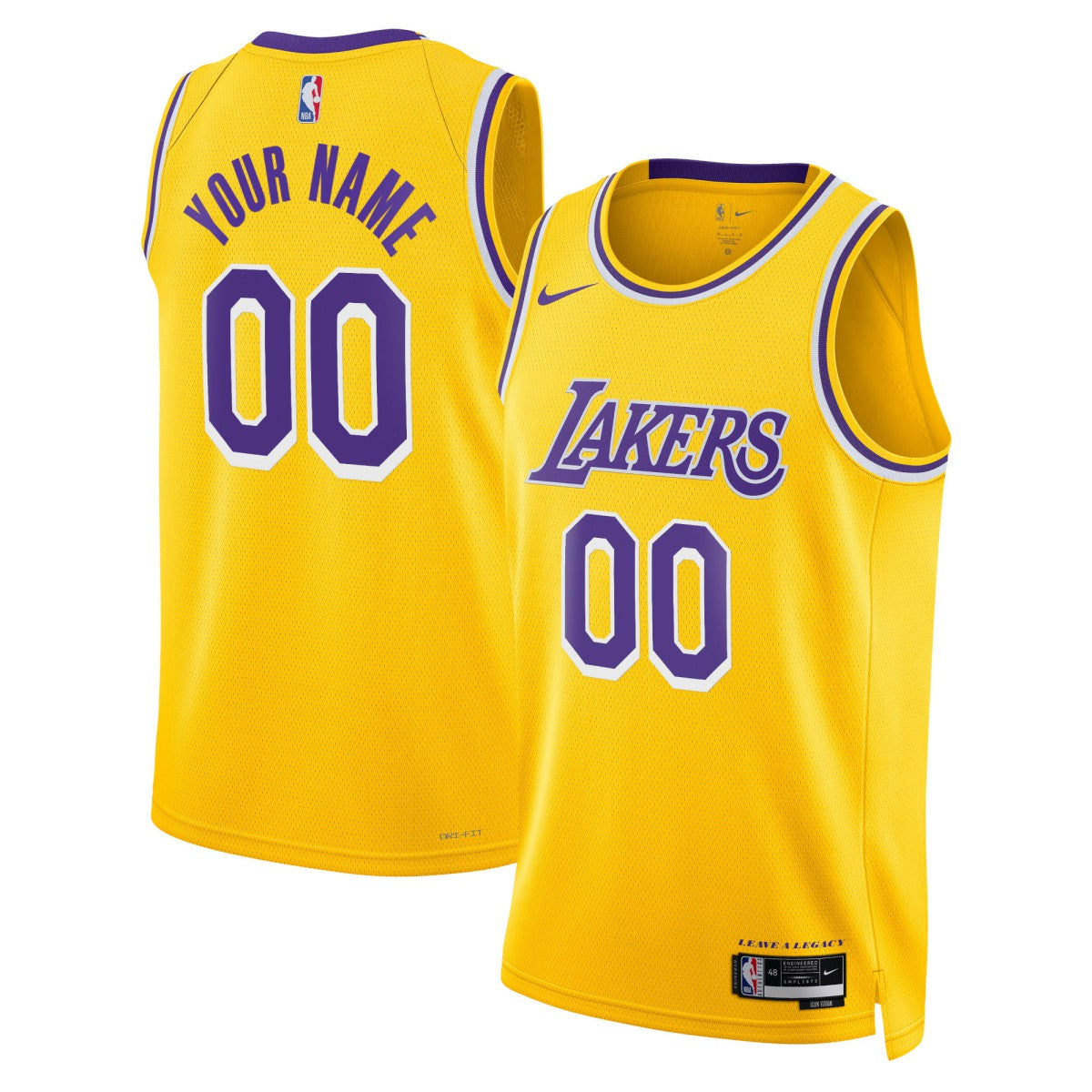 NBA Los Angeles Lakers Unisex Swingman Custom Jersey Gold
