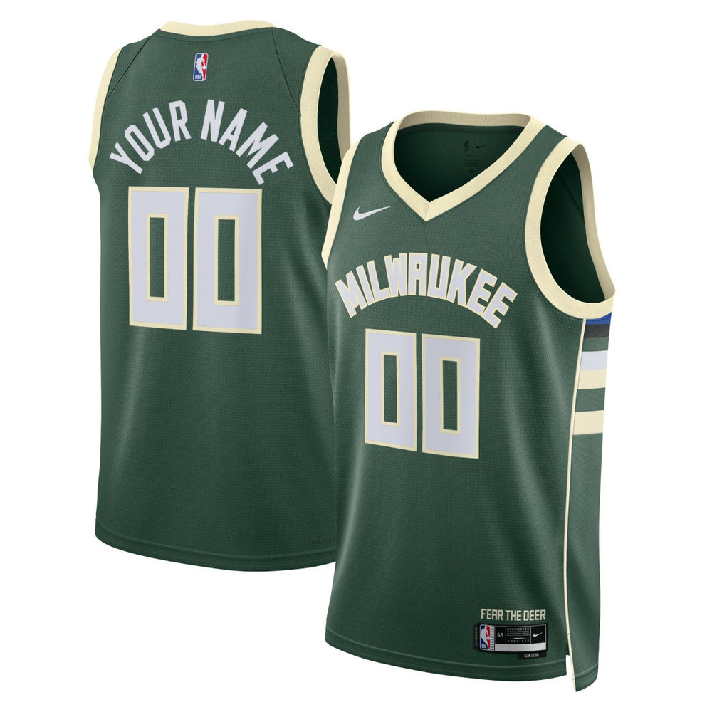 NBA Milwaukee Bucks Unisex Swingman Custom Jersey Hunter Green