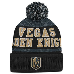 NHL Black Vegas Golden Knights Youth Puck Cuffed Knit Hat with Pom