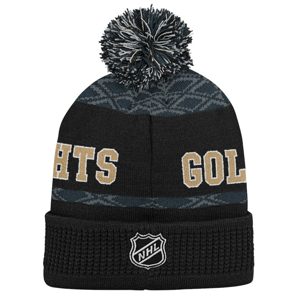 NHL Black Vegas Golden Knights Youth Puck Cuffed Knit Hat with Pom
