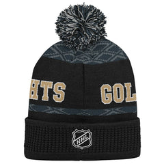 NHL Black Vegas Golden Knights Youth Puck Cuffed Knit Hat with Pom