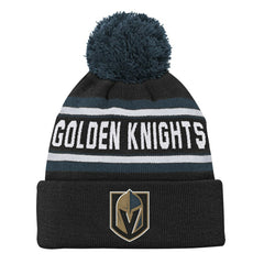 NHL Black Vegas Golden Knights Youth Jacquard Cuffed Knit Hat with Pom