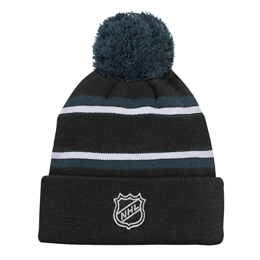NHL Black Vegas Golden Knights Youth Jacquard Cuffed Knit Hat with Pom