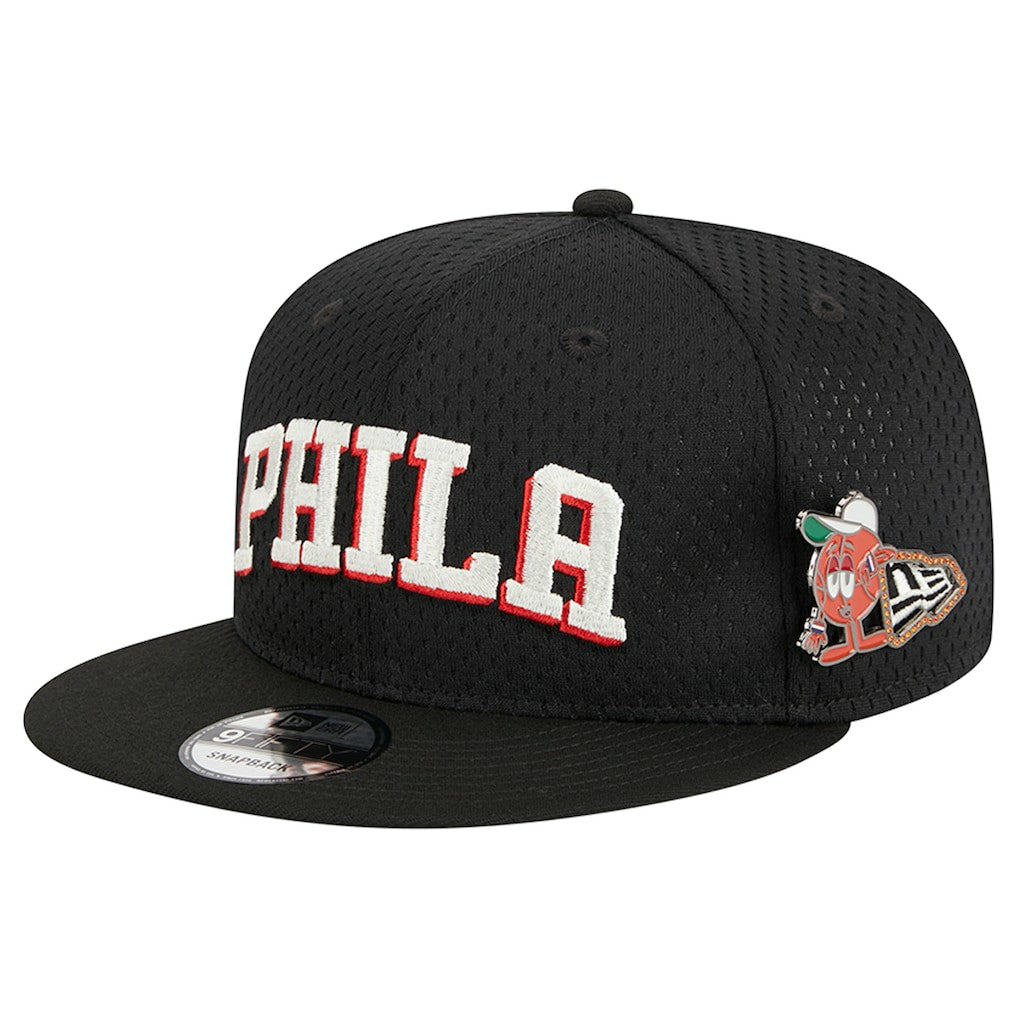 NBA Philadelphia 76ers Post-Up Pin Mesh 9FIFTY Snapback Hat