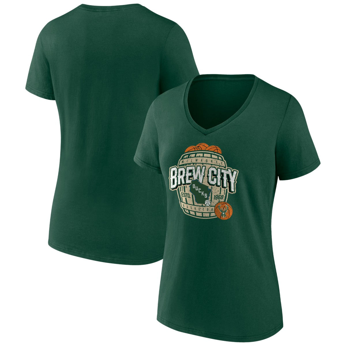 NBA Milwaukee Bucks Women's Announcer V-Neck T-Shirt
