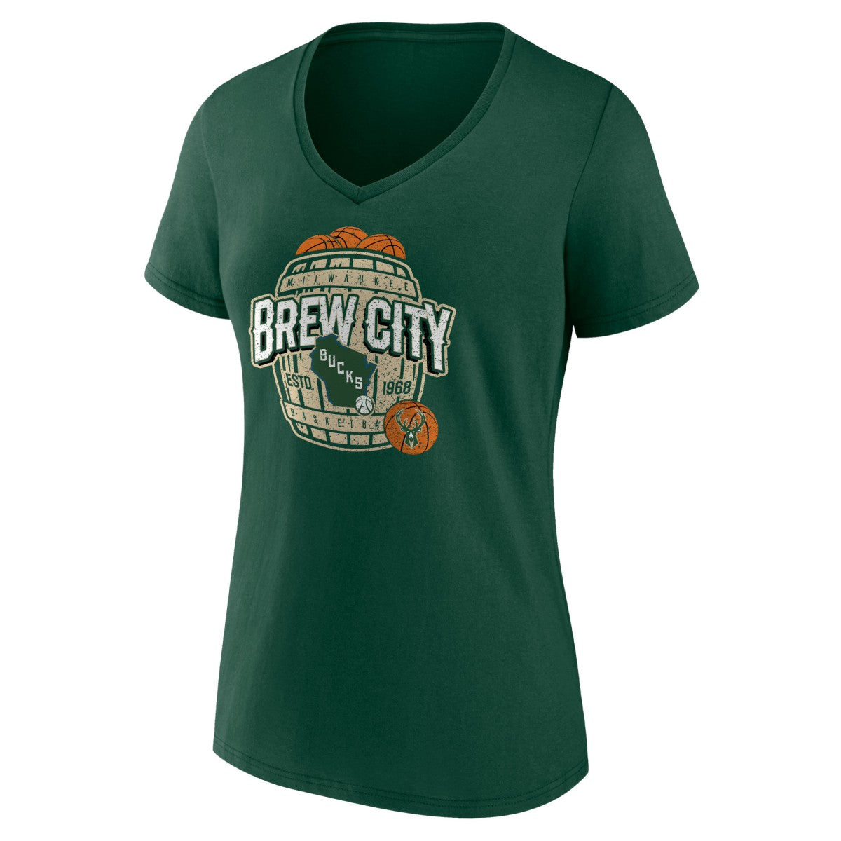 NBA Milwaukee Bucks Women's Announcer V-Neck T-Shirt