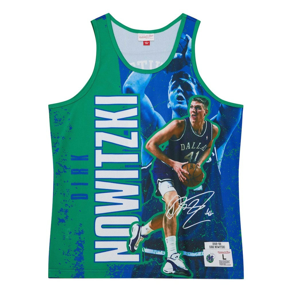 NBA Dirk Nowitzki Dallas Mavericks Hardwood Classics Player Burst Tank Top sale