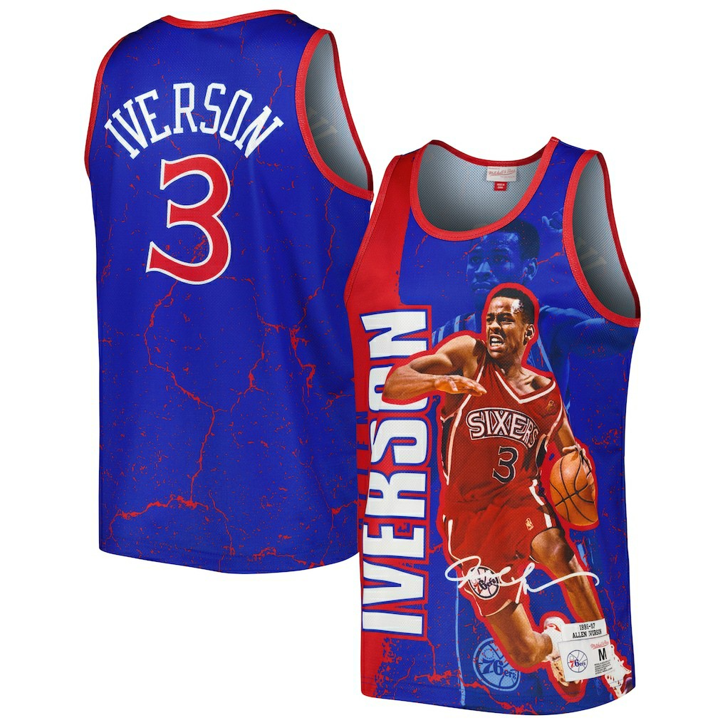 NBA Allen Iverson Philadelphia 76ers 1996-97 Hardwood Classics Player Burst Tank Top