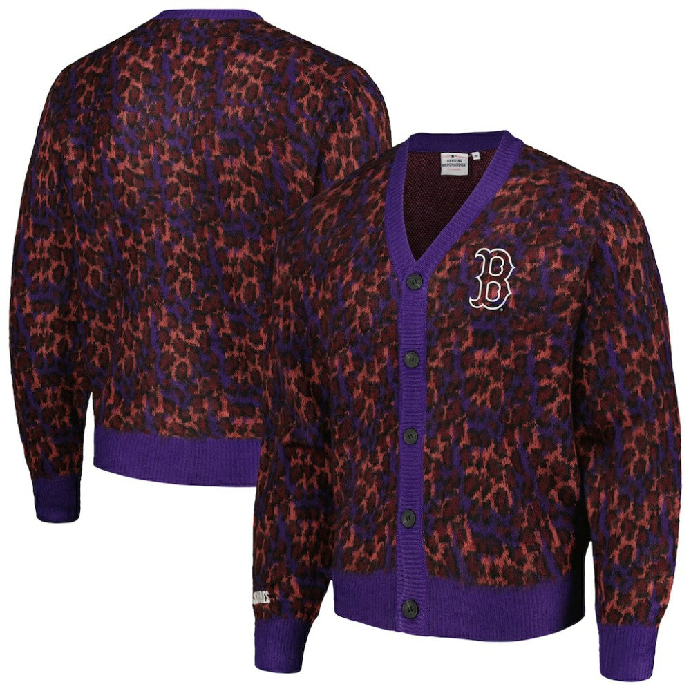 MLB Boston Red Sox PLEASURES Cheetah Cardigan Button-Up Sweater