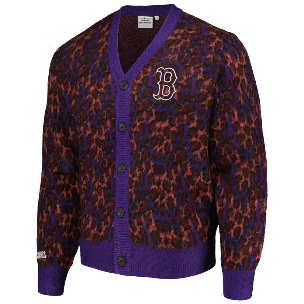MLB Boston Red Sox PLEASURES Cheetah Cardigan Button-Up Sweater