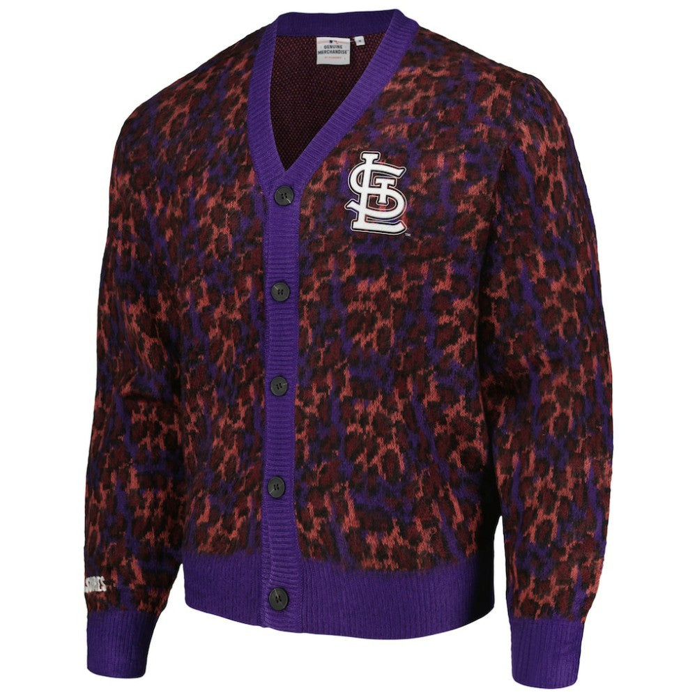 MLB St. Louis Cardinals PLEASURES Cheetah Cardigan Button-Up Sweater