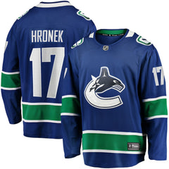 NHL Blue Filip Hronek Vancouver Canucks Fanatics Home Breakaway Jersey
