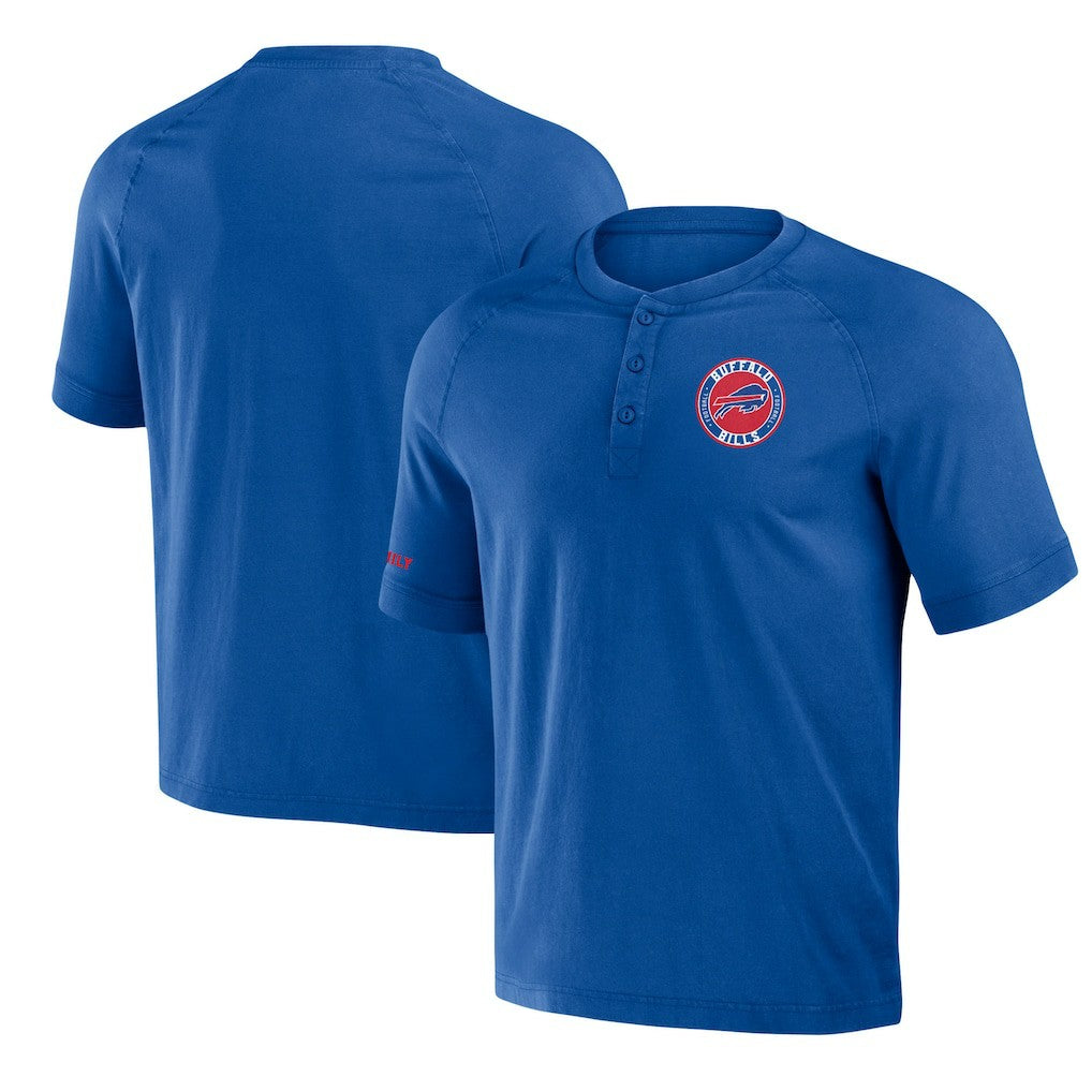 NFL x Darius Rucker Collection Washed Raglan Henley T-Shirt - Buffalo Bills