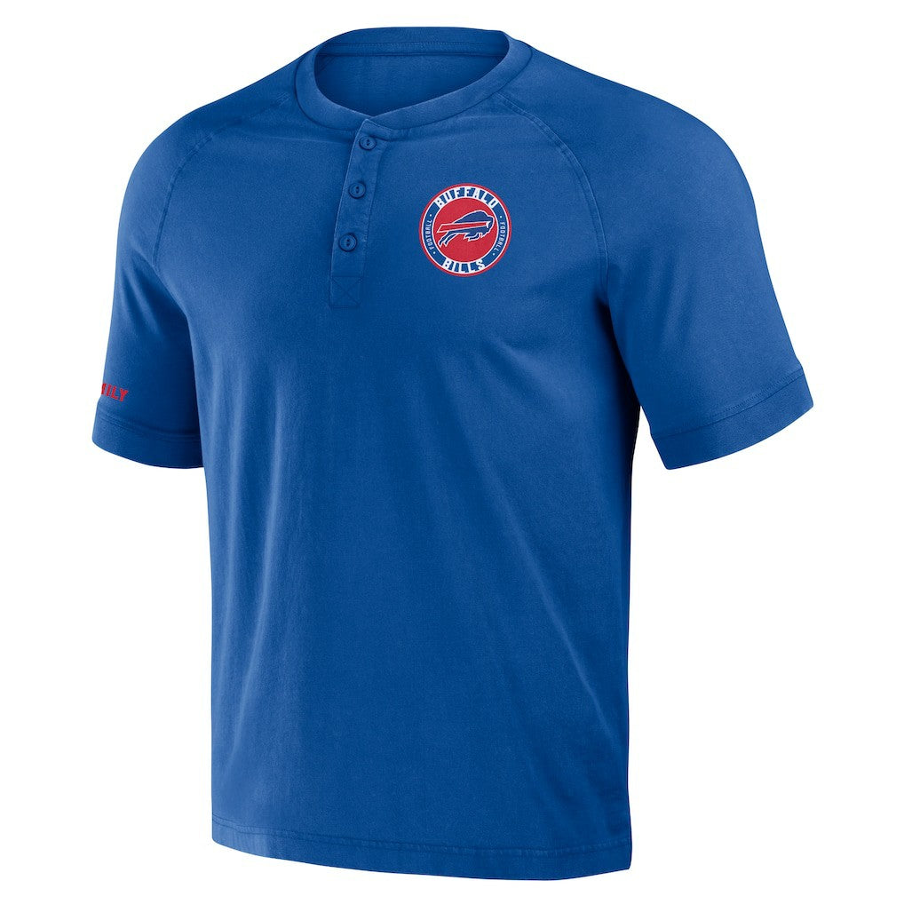 NFL x Darius Rucker Collection Washed Raglan Henley T-Shirt - Buffalo Bills