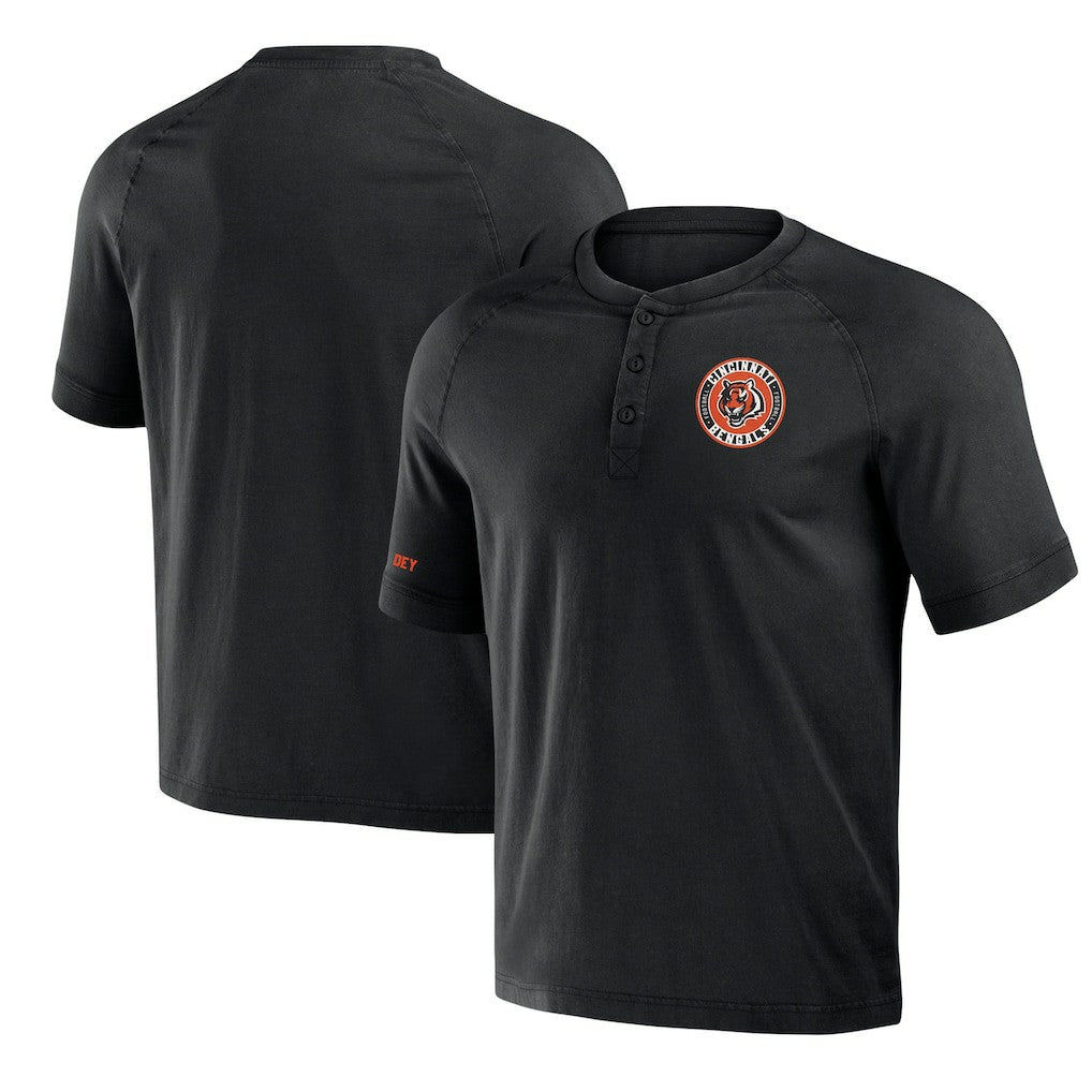 NFL x Darius Rucker Collection Washed Raglan Henley T-Shirt - Cincinnati Bengals