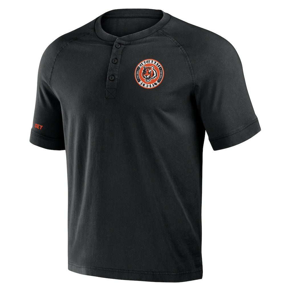 NFL x Darius Rucker Collection Washed Raglan Henley T-Shirt - Cincinnati Bengals